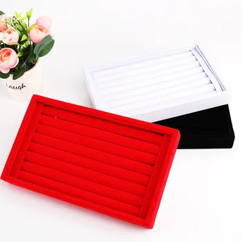 

Red Velvet Ring Earrings Display Jewelry Case Organizer 1PCS Cufflinks Display Box Storage Case Holder Organizer H0163