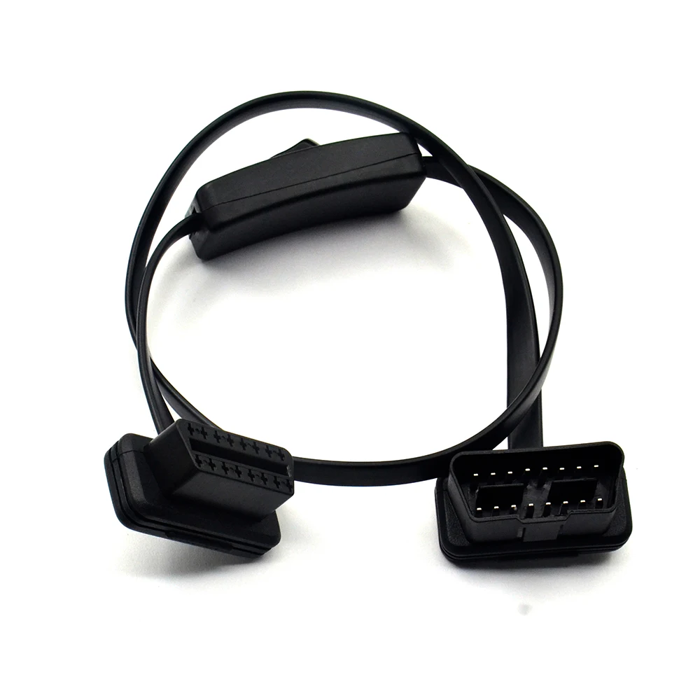 VSTM OBD2 OBD II 2 в 1 Удлинительный кабель сплиттер с переключателем Сверхтонкий локоть