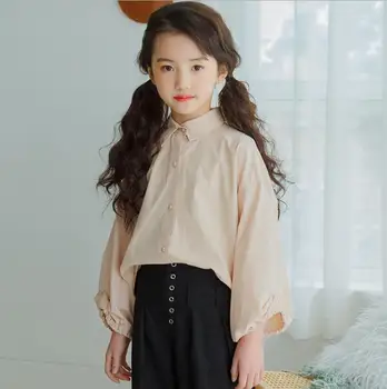 

2019 new wholesale girls shirt fashion spring summer cotton girls blouse 6-11t B505