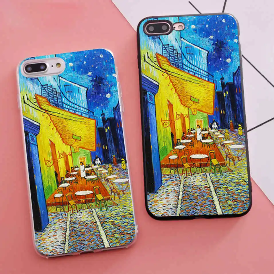 

Coque Vincent Van Gogh Cafe Terrace at Night Fitted s Phone Case for iPhone X 5S XR XS Max SE 6 S 6s 7 8 Plus Cover