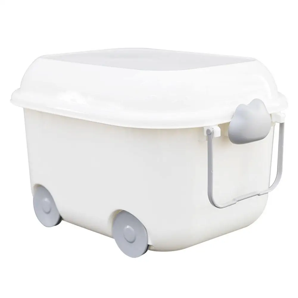 

Toys Boxes With Pulley Handle Sundries Clothes Finishing Basket With Cover Pure White Plastic Home Organizers Fast Shipping