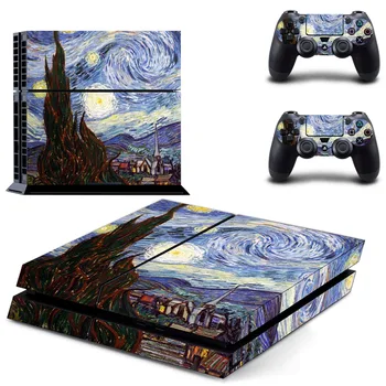 

new van Gogh The Starry Night Decal PS4 Skin Sticker For Sony Playstation 4 Console protection film +2Pcs Controllers 3 patterns