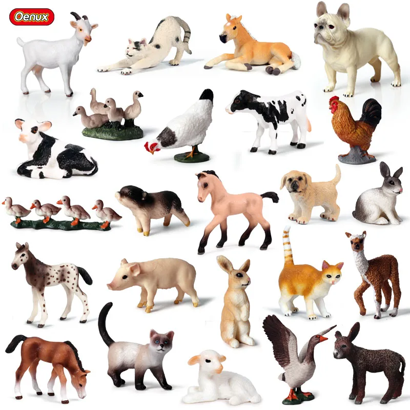 

Oenux Classic Farm Animal Simulation Pig Duck Dog Cat Cow Model Action Figure Small Size Poultry Miniature Figurines Toy For Kid