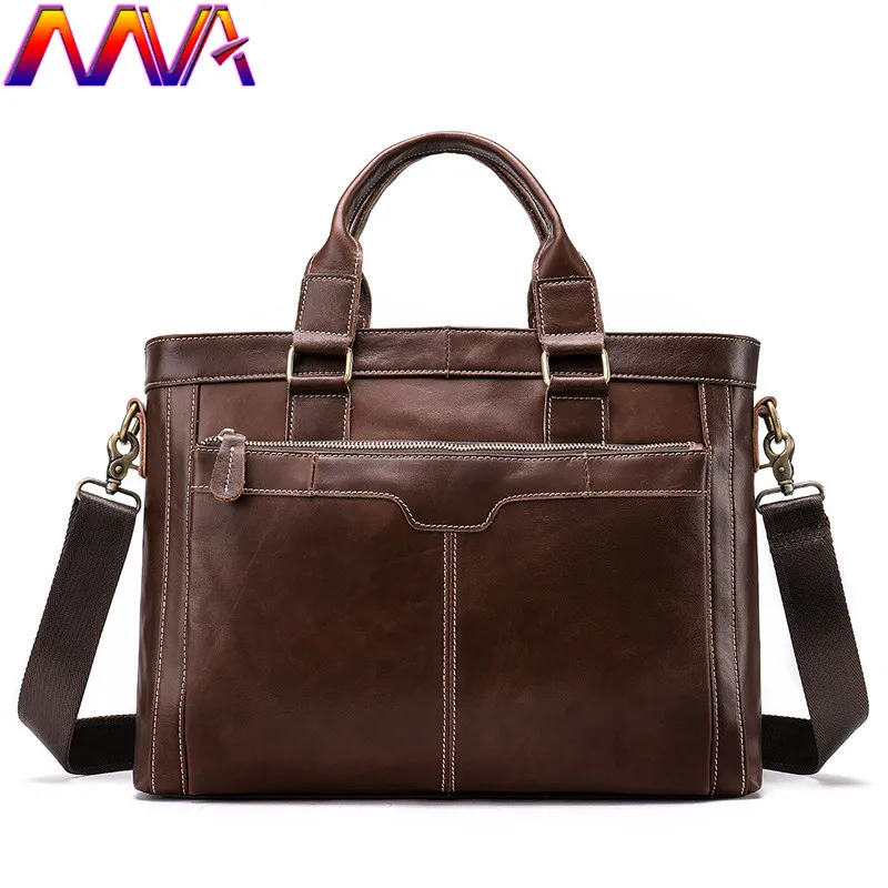 

MVA Genuine Leather Men`s Briefcase Newly Arrival Men`s Leather Messenger Bag Casual Laptop Handbag Cow Leather Men Briefcase