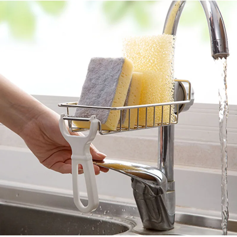 

Storage Shelf For Bathroom Stainless Steel Practical Faucet Rack Detergent Sponge Storage Organizer Water Filtering Sundries