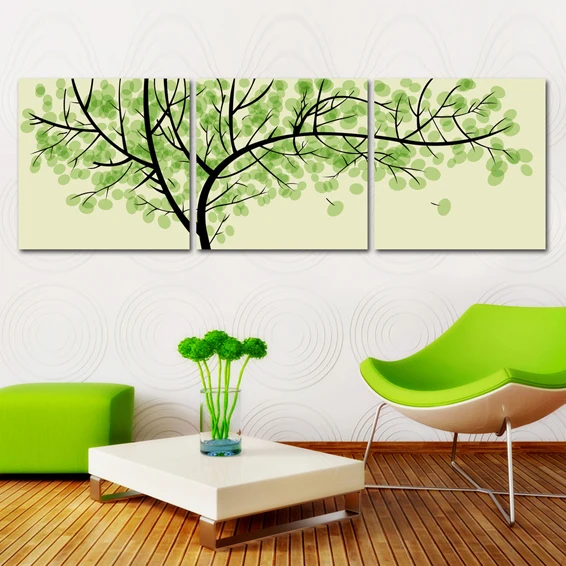 3 Panel Modern Printed Three Combination Tree Landscape Painting Picture Canvas Art Wall Decor For Living Room No Frame PRT155 | Дом и сад