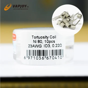 

10pcs Original VAPJOY Tortuosity Coil Ni80 heating wire prebuilt coil 0.22ohm electronic cigarette for vape RTA RDA RBA tank