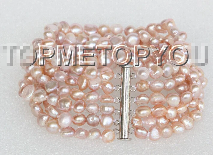 

Genuine 8" 8mm 6row Baroque purple pearls bracelet E3652^^^@^Noble style Natural Fine jewe FREE SHIPPING