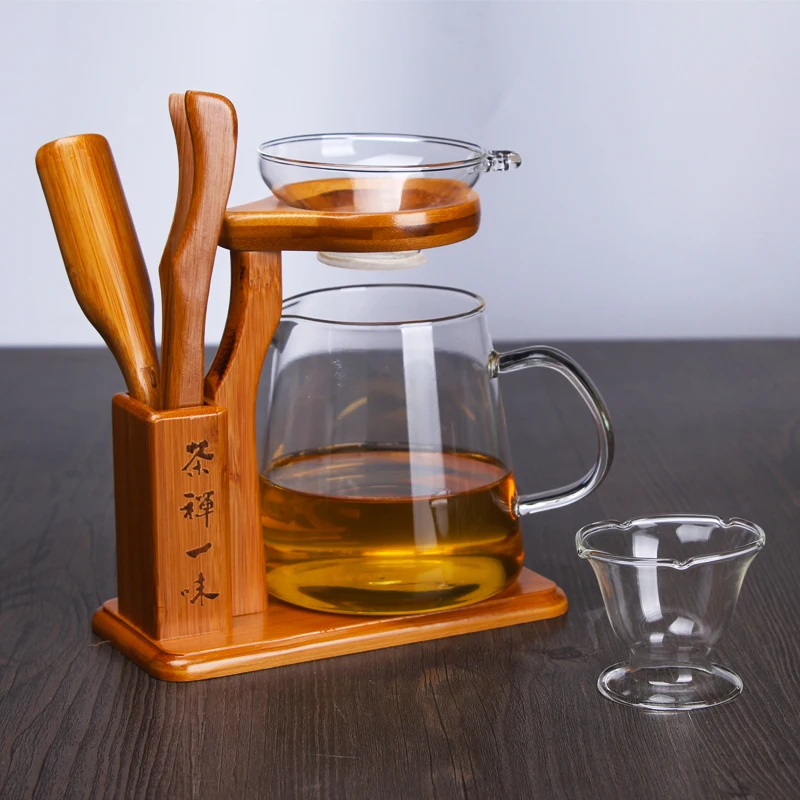 Zen чайная церемония, ложка с зажимом, яркое ситечко для чашек, набор инструментов, бамбуковый набор, чайные аксессуары, декоративный держатель для ручек - Цвет: C