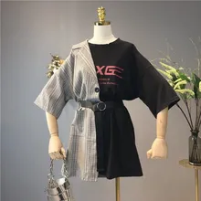 Лето, женская мода, уличный стиль, специальный дизайн, Лоскутная футболка, Женский пуловер, топы A213