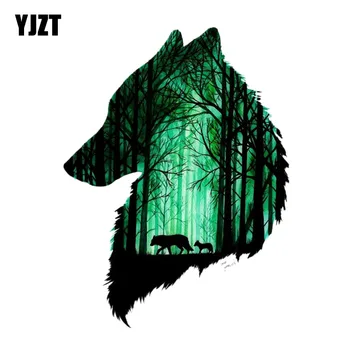

YJZT 11.6CM*15.5CM Two Wolves In The Forest PVC Motorcycle Car Sticker 11-00476