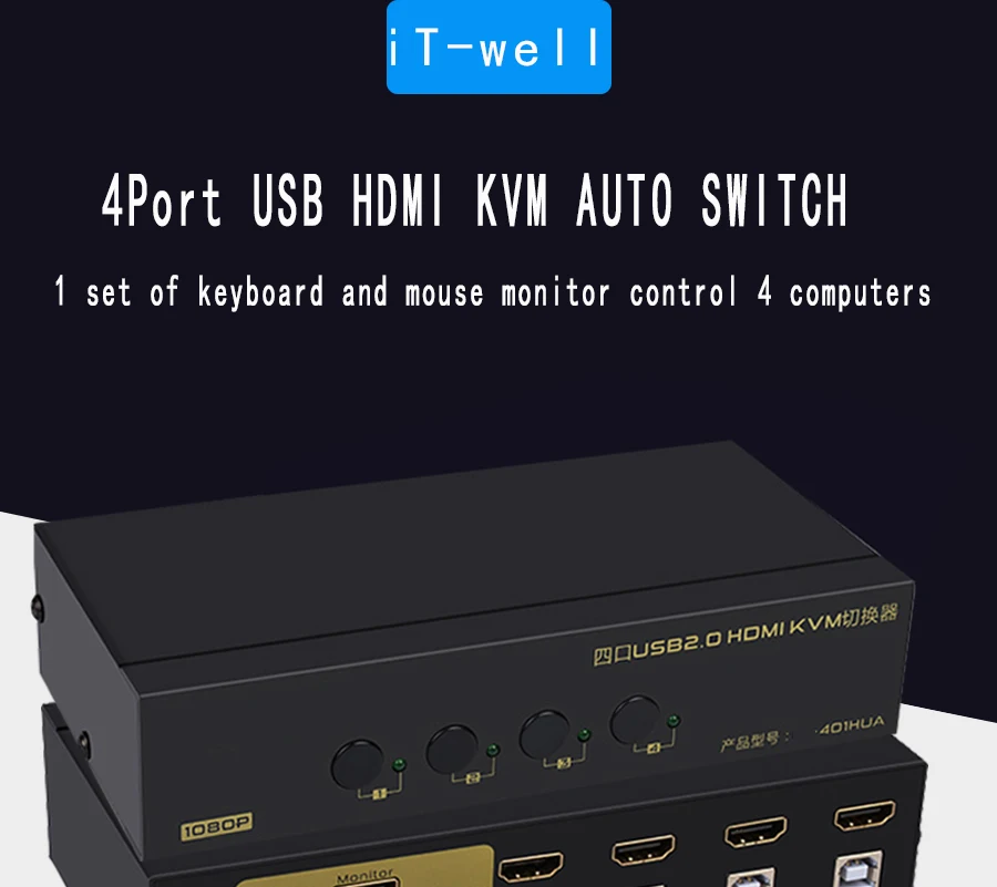 Это-хорошо HDMI коммутатор 4 Порты и разъёмы USB KVM Switch 4 компьютеров доля комплект клавиатура Мышь монитор Поддержка клавиша Мышь коммутации