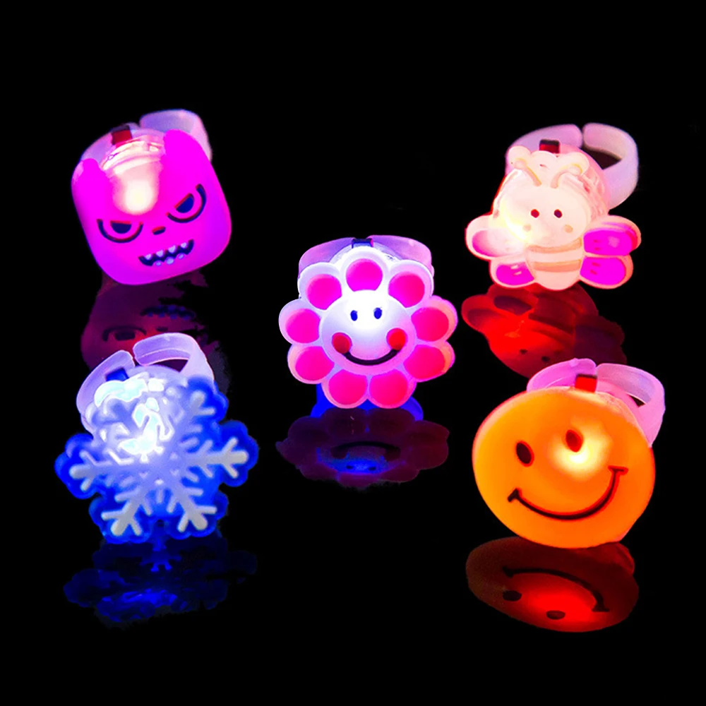 Stars Shine In The Dark Kids 5pc/set Luminous Rings New Children's Toys Flash LED Cartoon Lights Glow In The Dark Toys for Child