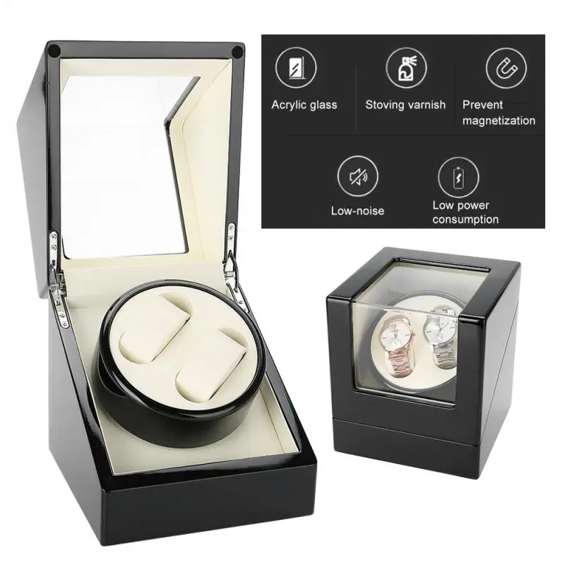 EU/US/AU/UK разъем класса для часов подъемная движущаяся шейкер заводчик для часов держатель дисплей автоматические механические часы бижутерия с завитками коробка - Цвет: US Plug
