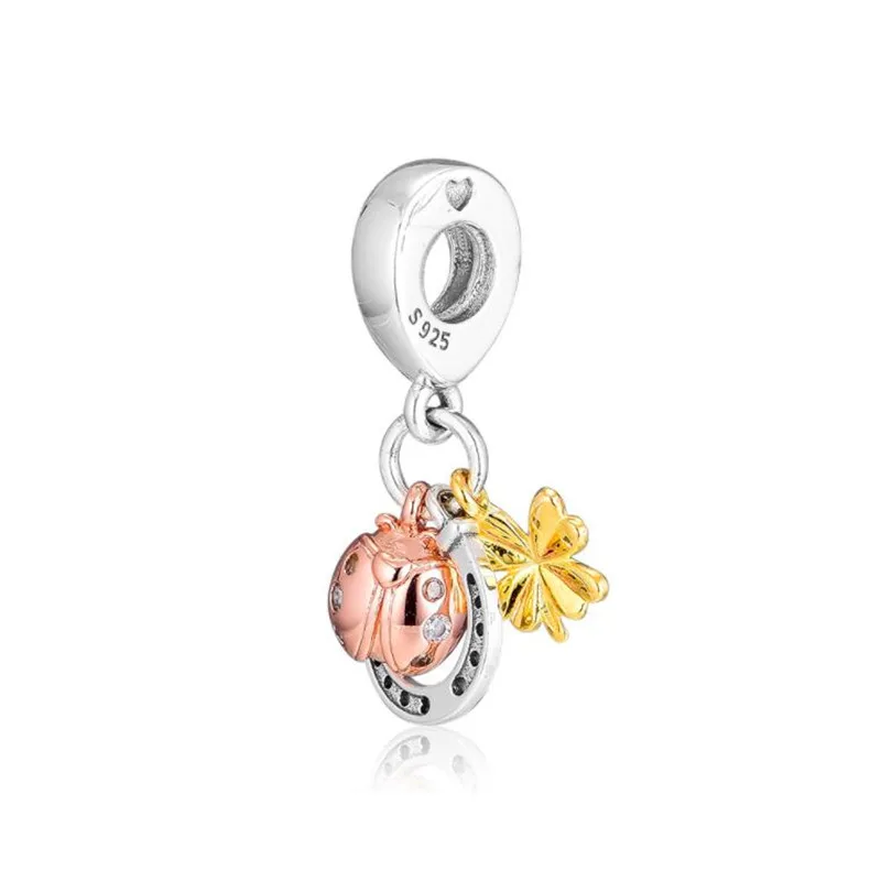 

Original 925 Sterling Silver Horseshoe Clover Ladybird Dangle Charm Fits European Bracelets Pendant Bead DIY Jewelry 2019
