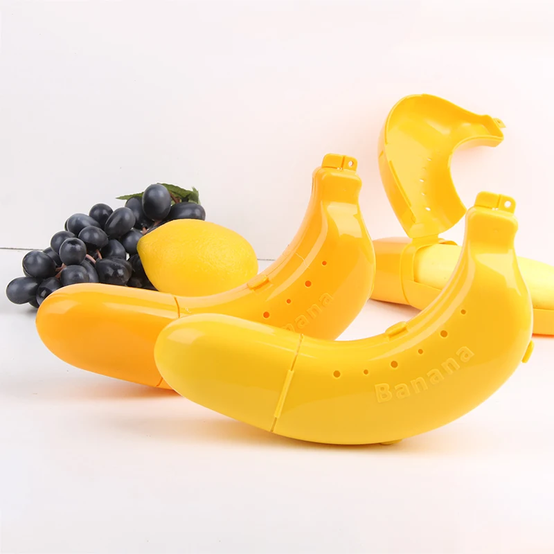 Hot Selling Banana Storage Containers Curved Fruit Saver Crisper Box Plastic Children Container Storage