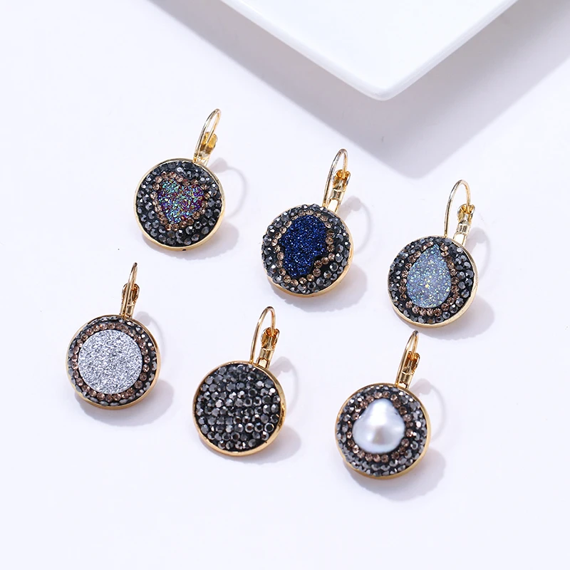 Модные серьги гвоздики из смолы Yhpup 18 K с покрытием горного хрусталя натурального