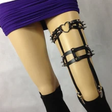 Панк Харадзюку Регулируемый Женский сердце шипованные подтяжки кожа сексуальный ночной клуб представление ремень ноги кольцо носок подвязка