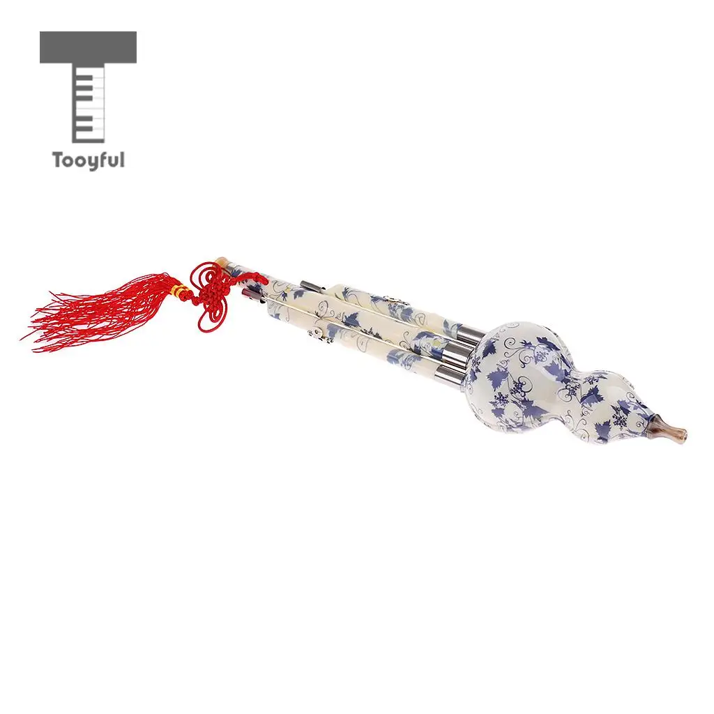 Tooyful Chinese Cucurbit Flute Hulusi Gourd Flauta Hulusi C/Bb Key Porcelain Calabash Flute Folk Musical Instrument with Case