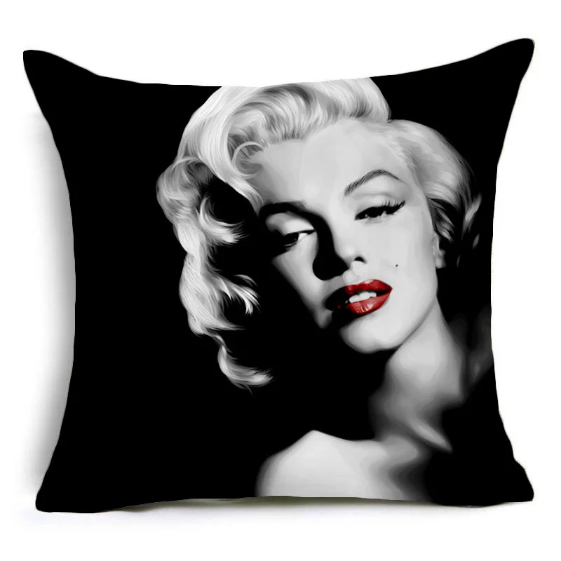 Fashion Marilyn Monroe Polyester Cushion Cover Classic Throw Pillow Cover Invisible Zipper