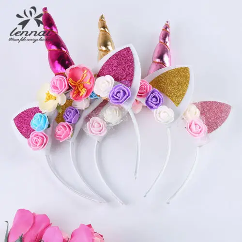 

Princess Toddler Girls Cartoon Horn Flower Hair Clip Lovely Baby Girl Kids Headwear Accessories Cosplay Party Birthday Head Wear