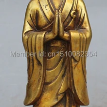 1" китайская Бронзовая позолота тибетская подставка Ksitigarbha Тан Сен Сан Зан статуя Будды