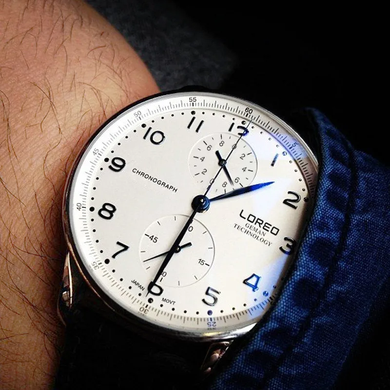 

LOREO Men Watches Brand Genuine Leather Clock Luxury Gold Casual Watch Men's Quartz Sports Wrist Watch Relogio Masculino M33