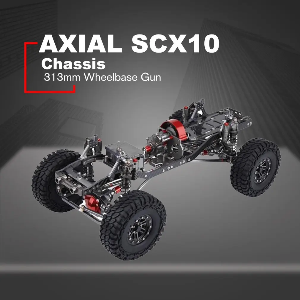 Крутой гоночный CNC алюминиевый и карбоновый каркас осевой SCX10 шасси 313 мм Колесная база пистолет металл 3 к карбоновая рама части