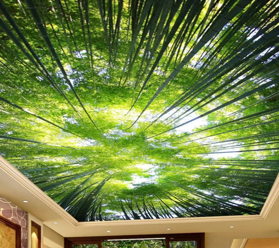 Customize 3d Ceiling Tiles Fresh Bamboo Sky Ceiling Wallpaper 3d