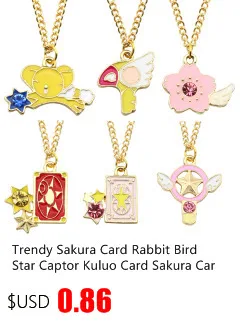 Anime Cardcaptor Sakura Necklace Women Cartoon Gold Metal Rhinestone Card Captor Sakura Kinomoto Star Necklaces Pendants Colar