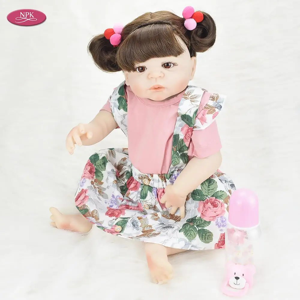 NPK настоящее полное Силиконовое боди Reborn Girl Baby Alive Doll Bathe Toys 55 см виниловый