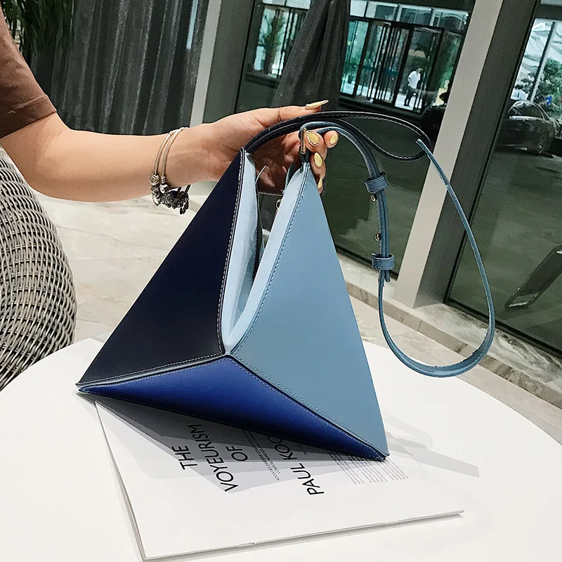 

Contrast Color Pu Leather Crossbody Bags For Women 2020 Triangle Shoulder Messenger Bag Female Travel Handbags Fashion Totes