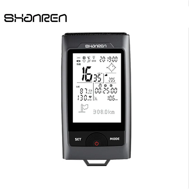 SHANREN велосипедный светильник, компьютер 2 в 1, Bluetooth, gps, велосипедный спидометр, головной светильник, водонепроницаемая велосипедная лампа, компьютерные аксессуары для велосипеда - Цвет: Black