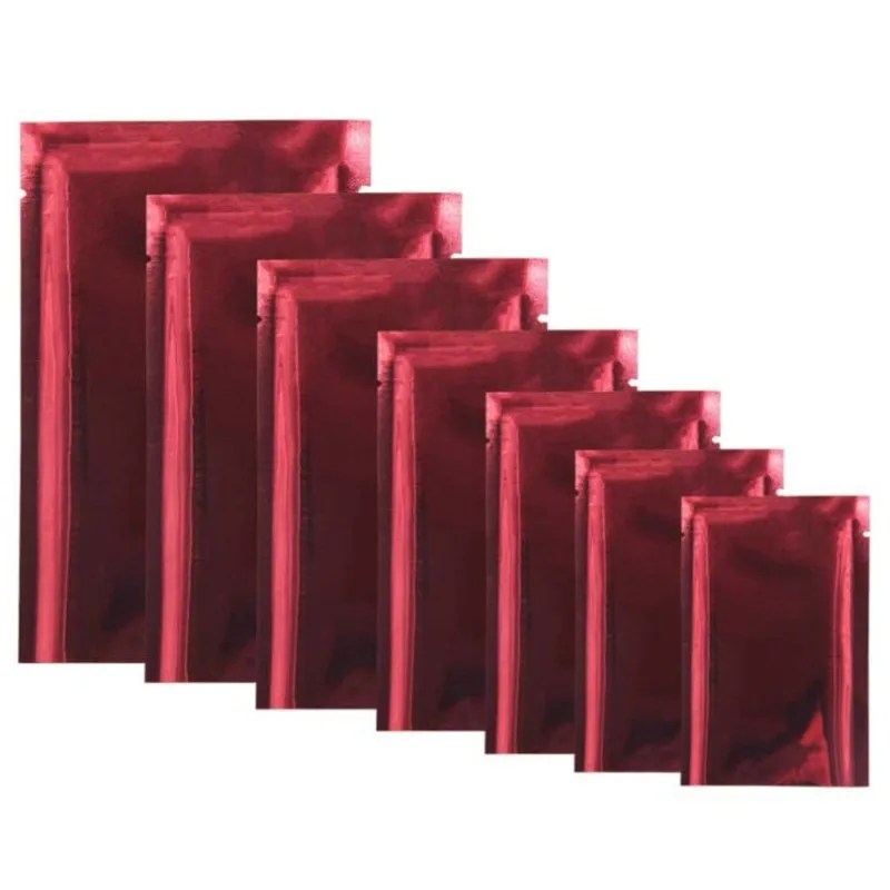 

Wholesale 200pcs/lot Open Top Glossy Red Aluminum Foil Bag Facial Mask Powder Herbal Packaging Bag Heat Sealing Red Foil Bags