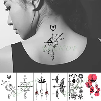 

Waterproof Temporary Tattoo Sticker Compass Arrow Flower Fake Tatto Hand Back Foot Flash Tatoo for Kid Girl Men Women