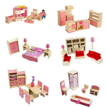 

1 Set 1:12 Miniature Doll House Wooden Furniture Child Play Toys Gift For Dollhouse Life Scene Decor