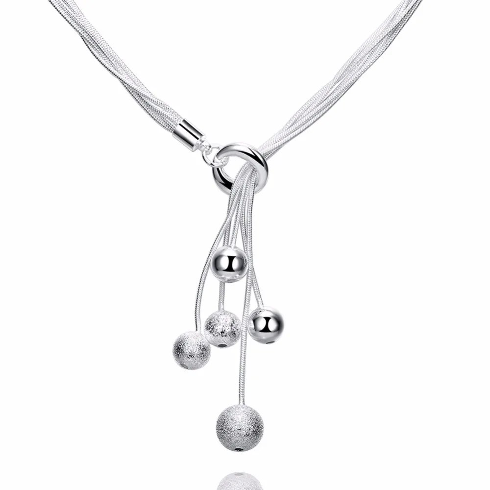 Beautiful Silver Plated Unique Little Beads Chain Pendant Necklace 5