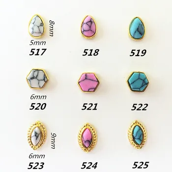 

100pcs/bag 2016 New Japan 3D Nail Art Decoration Metal Alloy with Colorful Stone Nail Sticker Charm DIY Nail Tools