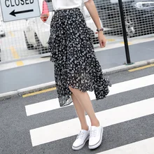 Летние шифоновые юбки с принтом Bohe женские с высокой талией асимметричные юбки сексуальные сетчатые тюлевые черные юбки женская одежда