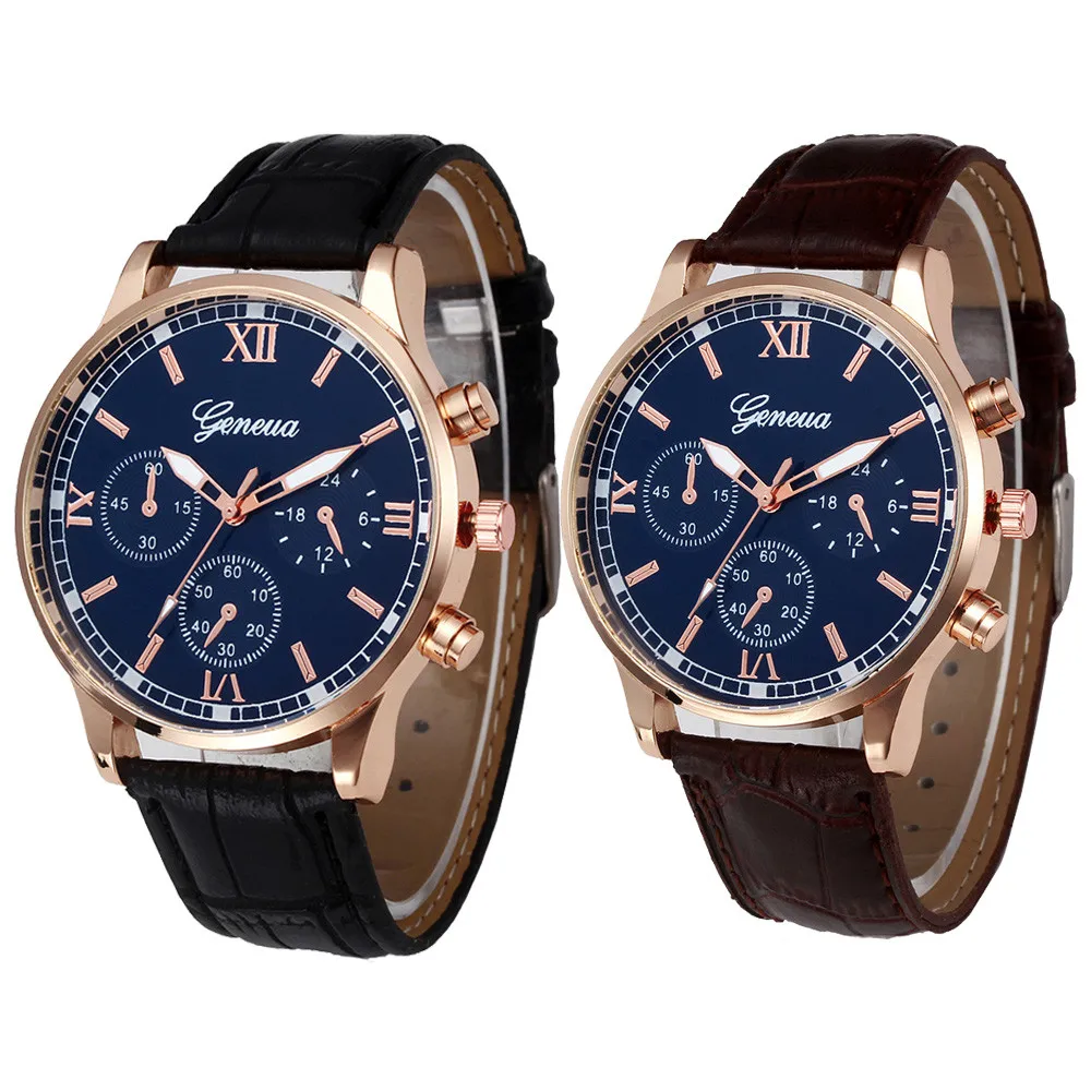 

Geneva Mens Watch Retro Stainless Steel Analog Alloy Quartz Wrist Watch Retro Design Leather Band Watch Analog Alloy Quartz Wris