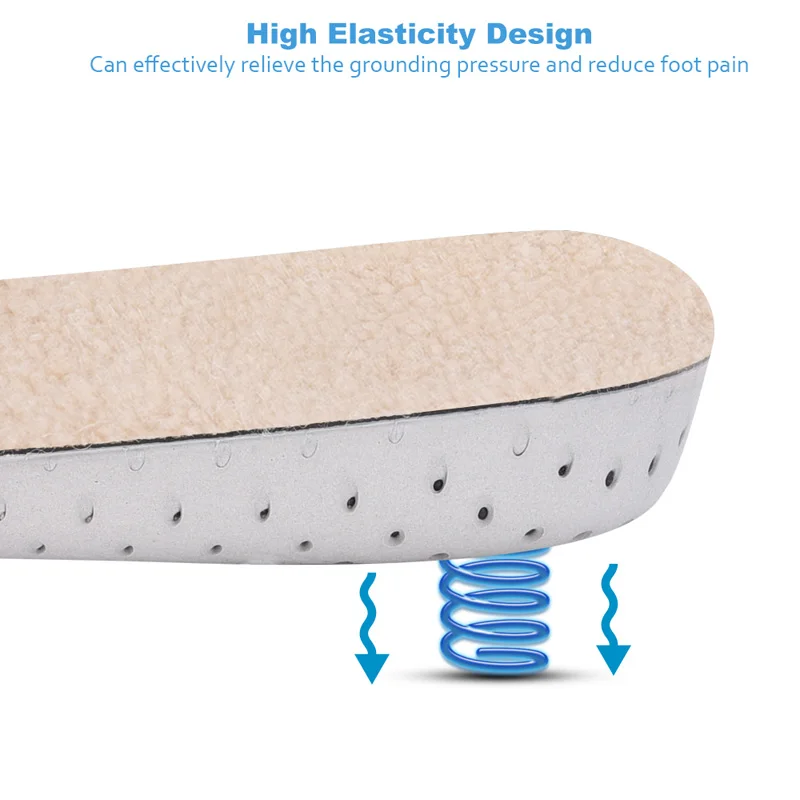  Soumit Winter Warm Wool Felt Insoles Height Increase Cashmere Thermal Insole for Snow Boots Lift El