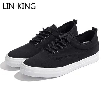 

LIN KING Leisure Low Top Men Casual Shoes Lace Up Canvas Shoes Fashion Non Slip Outdoor Sneakers Comfortable Flat Shoes For Male