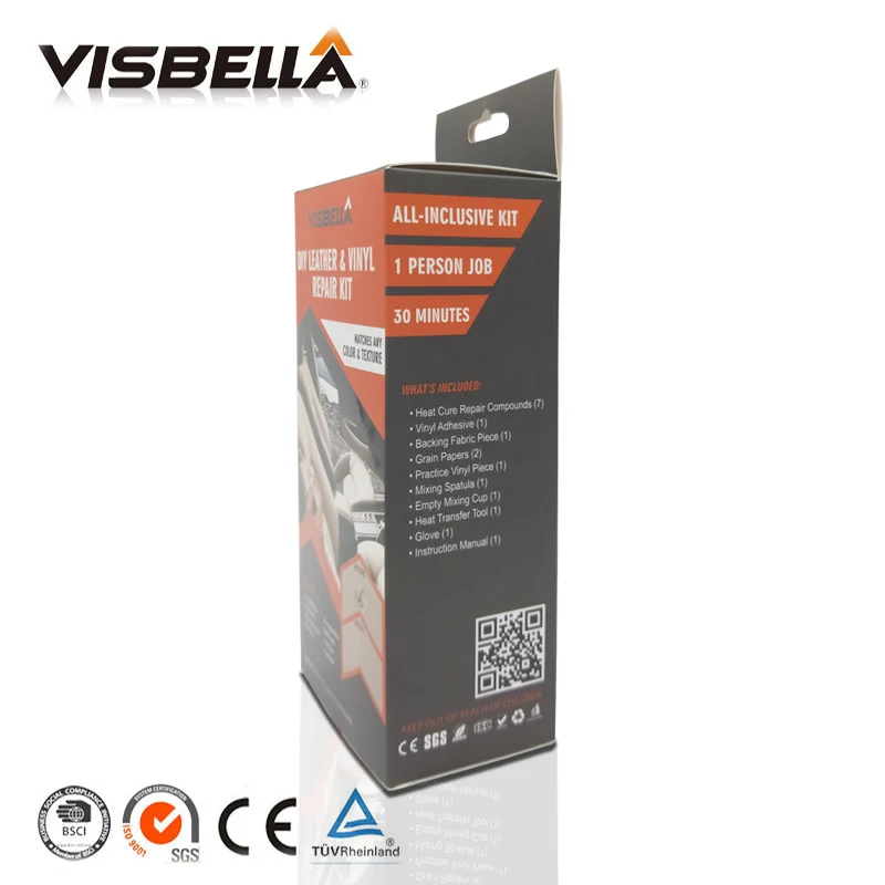 Visbella Professional DIY Leather Vinyl Repair Kit Coats Holes Scratch Cracks Auto Car Care Repair kit Restore Tools with cloth