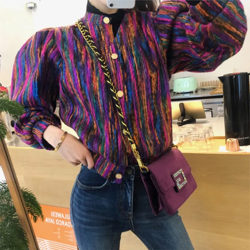

Streetwear New Spring Autumn Coat Women Baseball Colorful Jackets Stripped Short Tops Outwear Ladies Loose Coats NS461