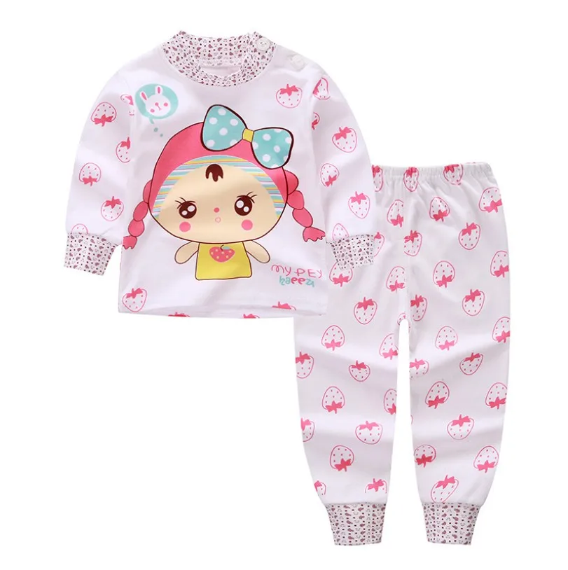Г., осенняя теплая Пижама для девочек комплект пижам с длинными рукавами и рисунком для новорожденных девочек, костюм для сна одежда для сна от 0 до 24 месяцев