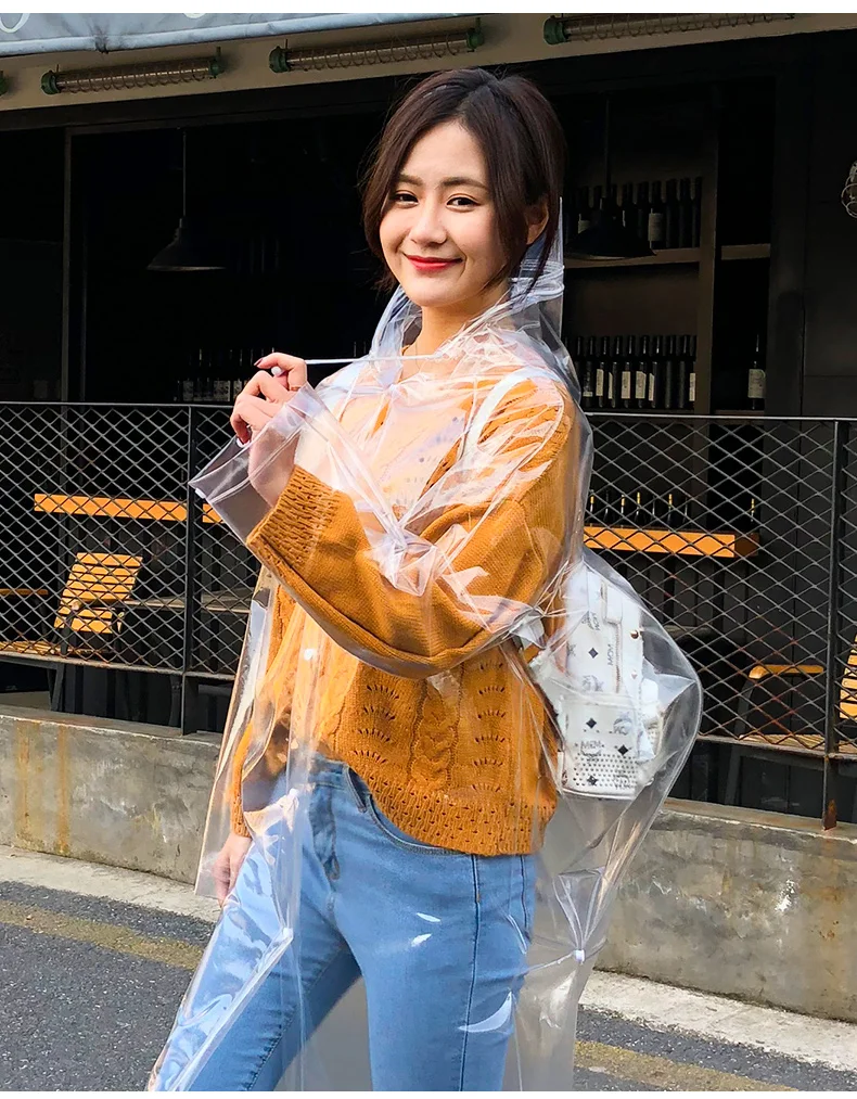 Yuding прозрачный плащ с капюшоном для женщин водонепроницаемый на открытом воздухе пластик дождевик прозрачный дождевик для женщин \ девочек с реальными карманами
