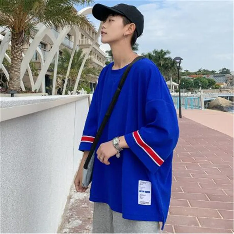 

summer Men loose T-shirt Harajuku 2019 Men Hip Hop Casual Tshirts Male Korean Oversize Vintage Summer Tees Plus Size M-3XL