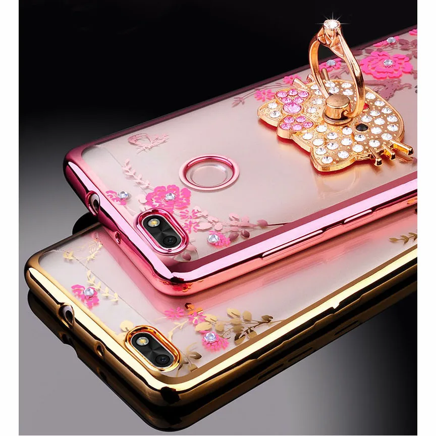 

For Huawei P9 Lite Mini Case Diamond case For Huawei Nova lite 2017 SLA-L22 Bracket TPU silicone Cover For Huawei Y6 Pro 2017