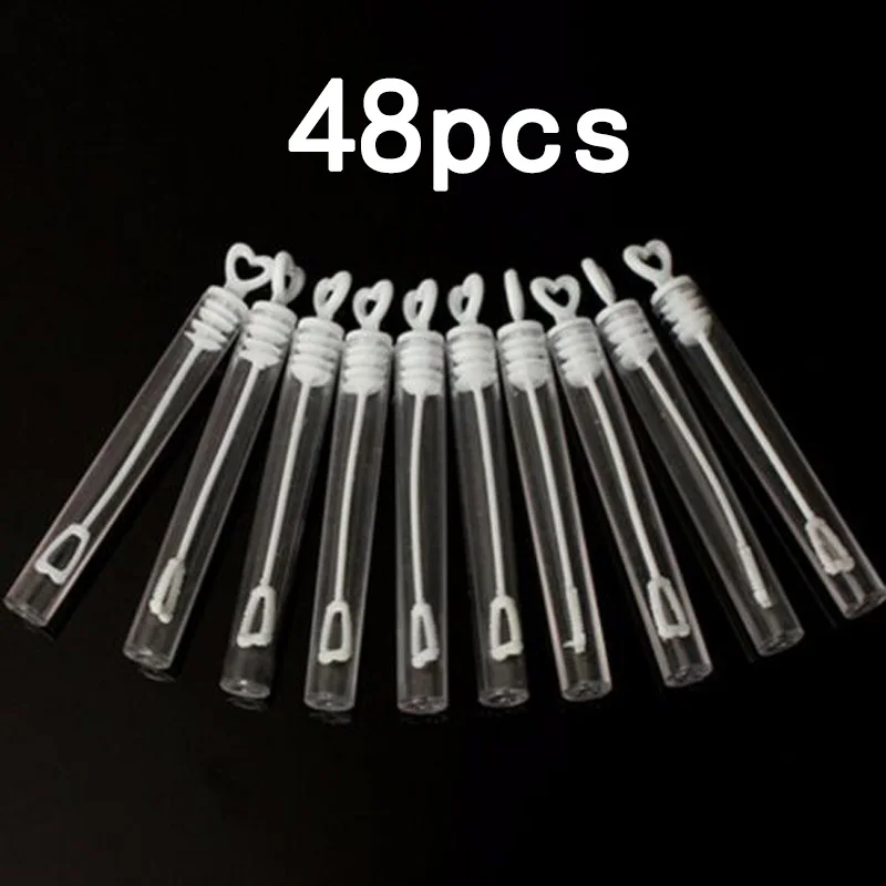 

48pcs/set Heart Tubes Wedding Party Favors Soap Water Bubble Bottles Love Heart Wand Tube Kids Gift Wedding Accessories