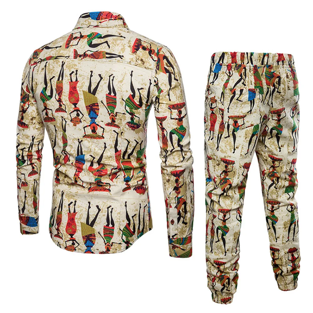 Ethnic Festival Wear Men Tracksuit Business Man Casual Travel Set Long Shirt Long Pants Male Turn-down Collar Shirt Novelty 2019 Ethnic Festival Wear Men Tracksuit Business Man Casual Travel Set Long Shirt Long Pants Male Turn-down Collar Shirt Novelty 2019